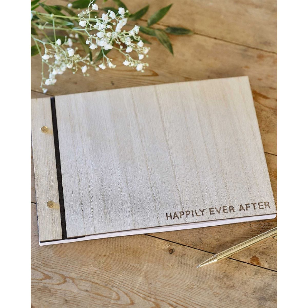 Rustic Romance Wooden &apos;Best Day Ever&apos; Guestbook - 18cm x 26cm