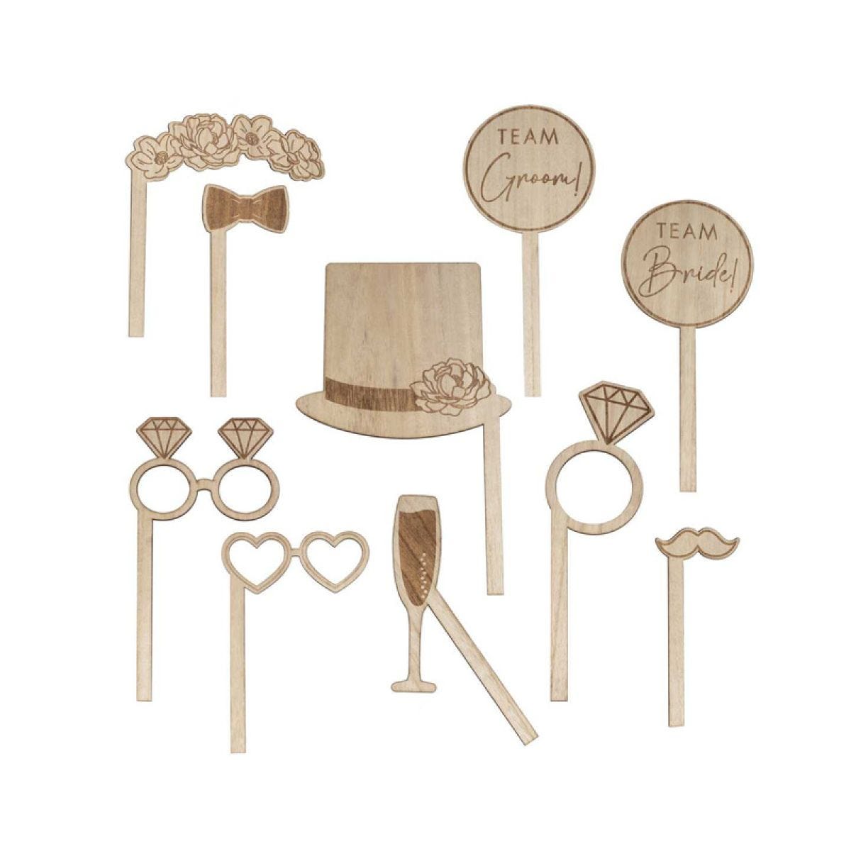 Wooden photo booth deals props