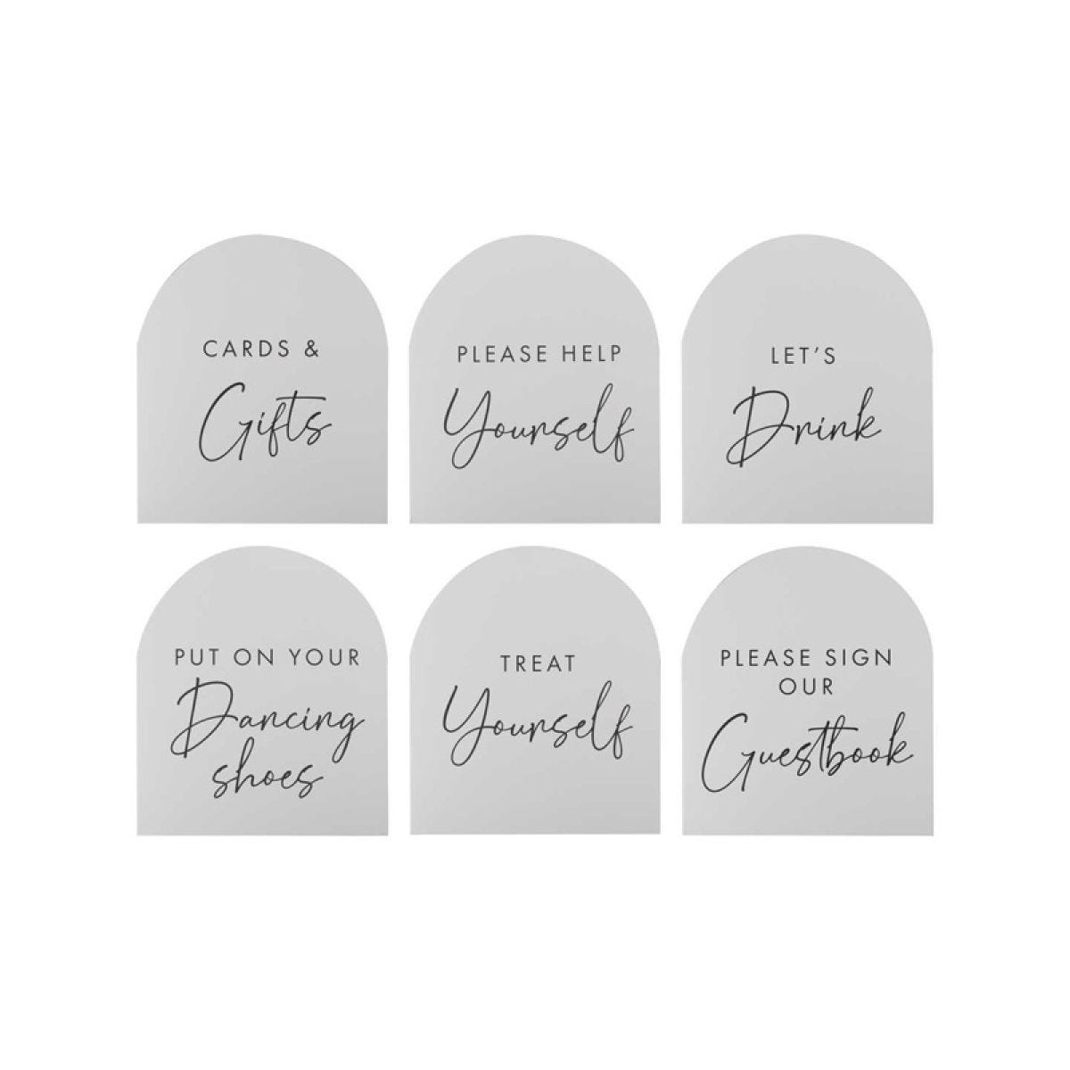 Rustic Romance Wedding Table Signs - 16.5cm x 28.6cm (6pk)