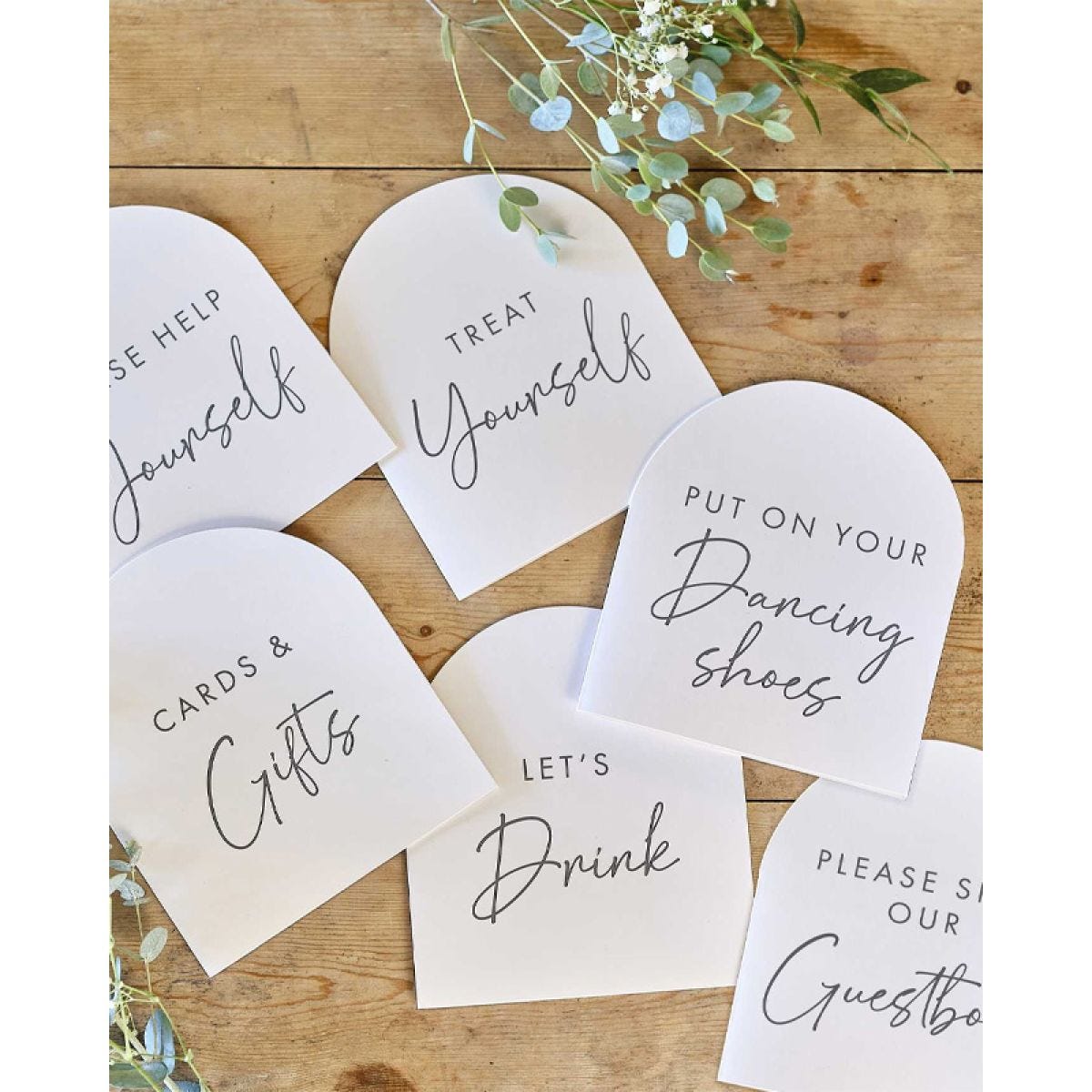 Rustic Romance Wedding Table Signs - 16.5cm x 28.6cm (6pk)