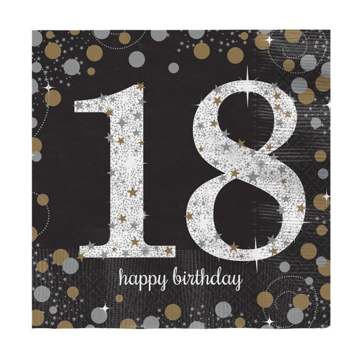 Sparkling Celebration 18th Birthday 2ply Paper Napkins - 33cm