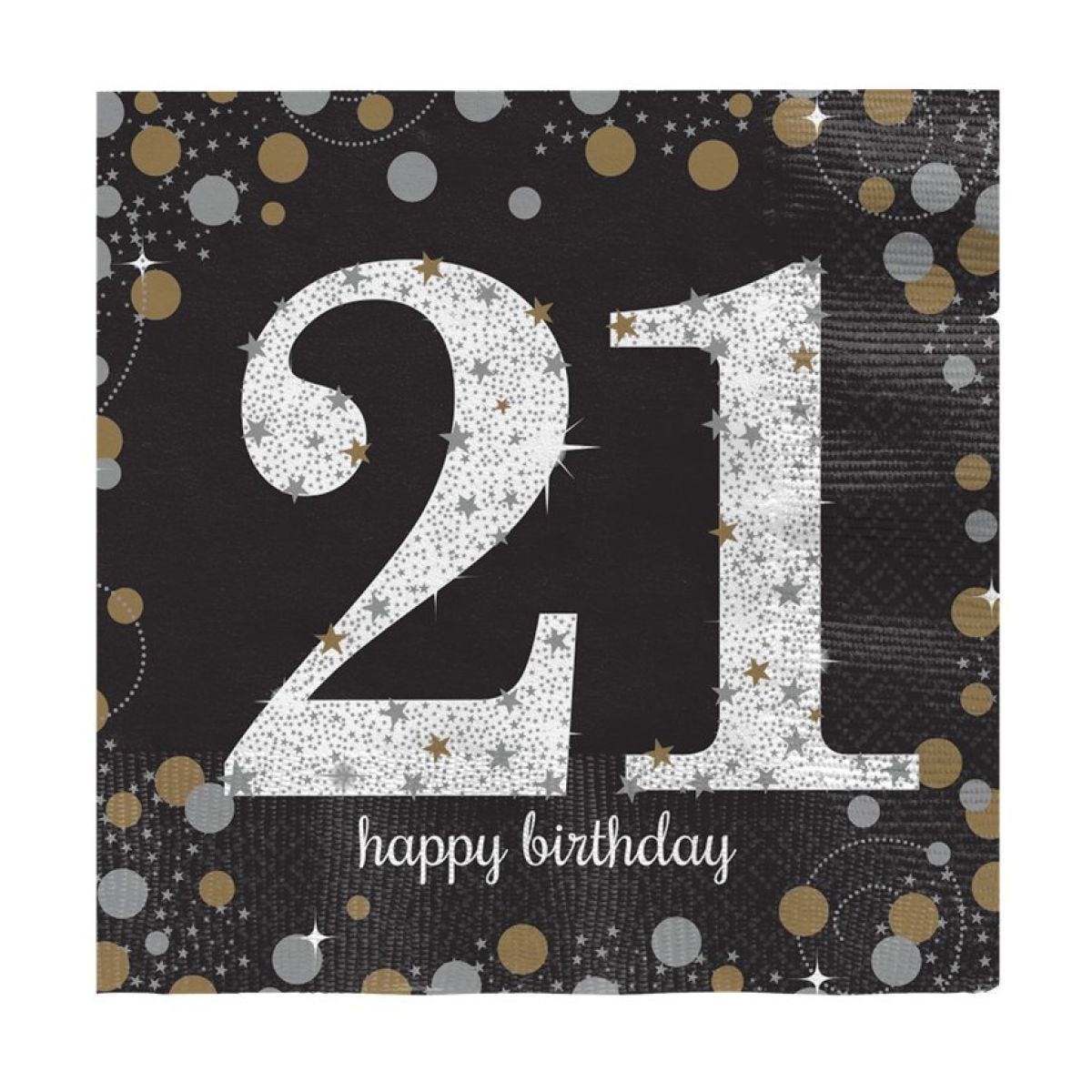 Sparkling Celebration 21st Birthday 2ply Paper Napkins - 33cm