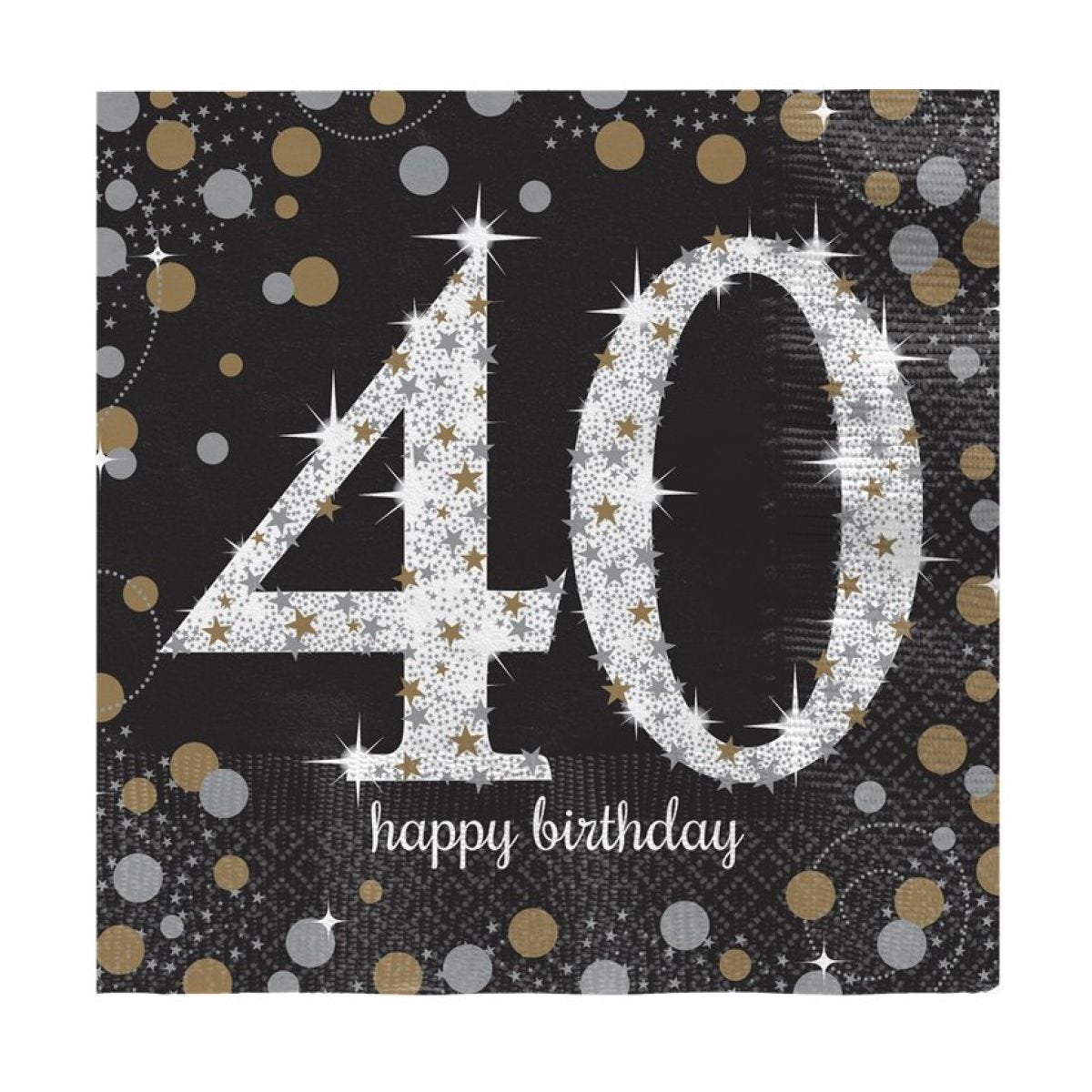 Sparkling Celebration 40th Birthday 2ply Paper Napkins - 33cm