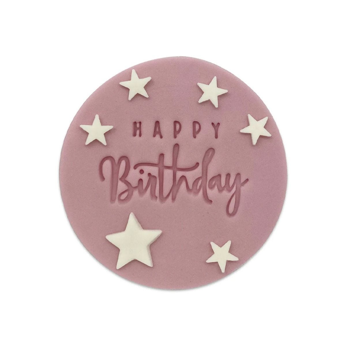 Pink Star Happy Birthday Sugar Plaque (5pk)