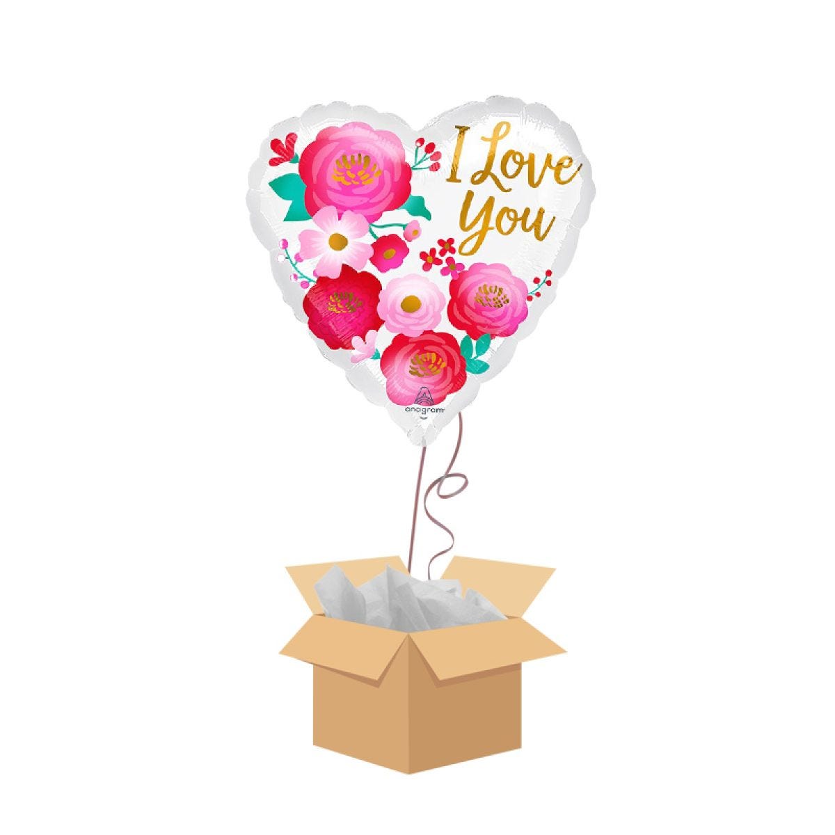 I Love You Ombre Flowers Balloon - Delivered Inflated