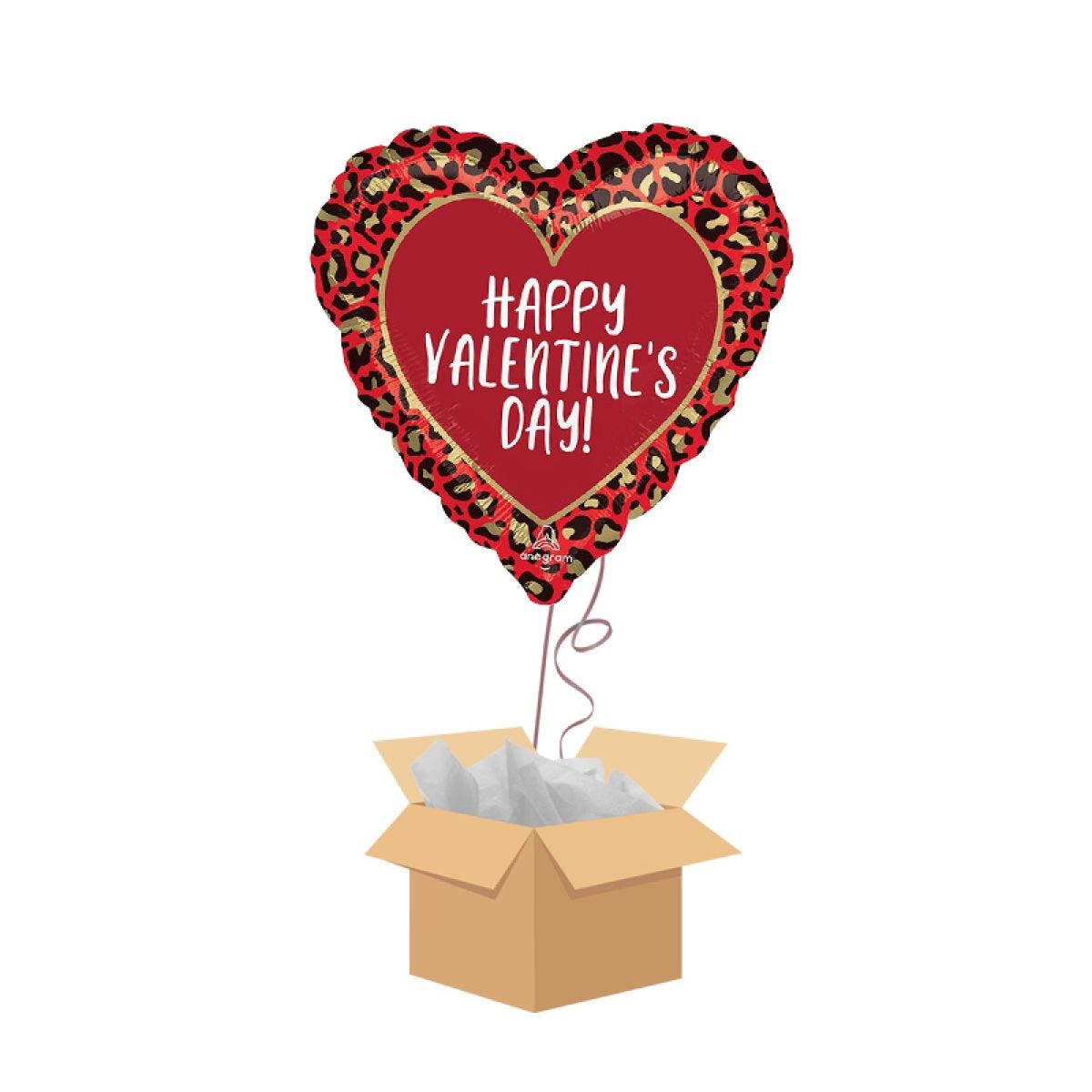 Happy Valentine&apos;s Day Animal Print Balloon - Delivered Inflated