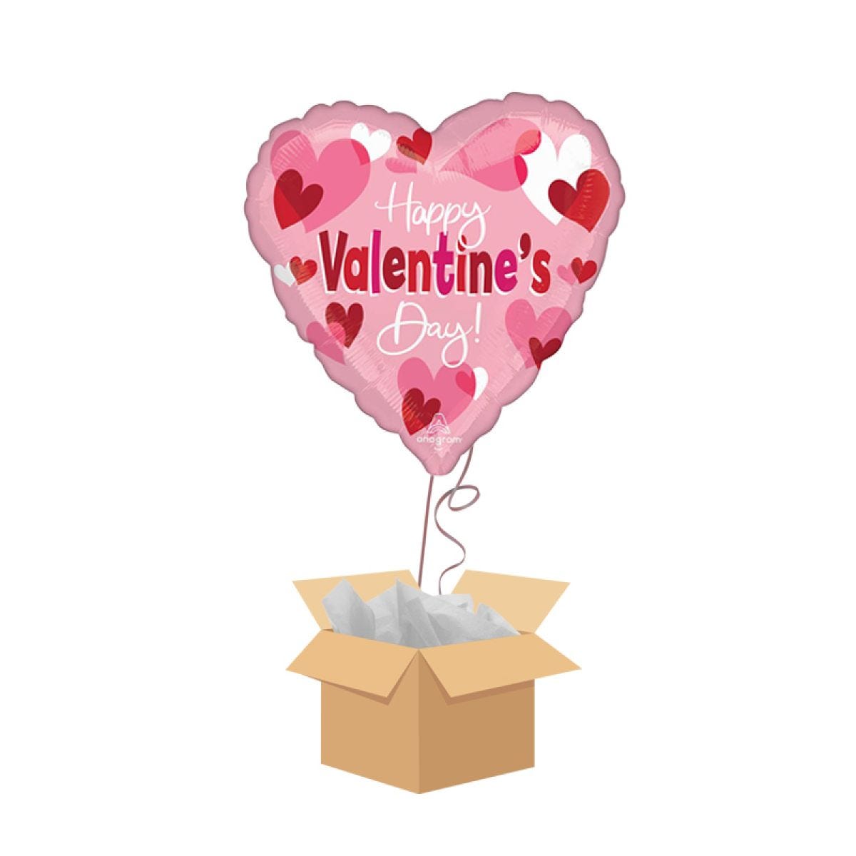 Happy Valentine&apos;s Day Playful Hearts Balloon - Delivered Inflated