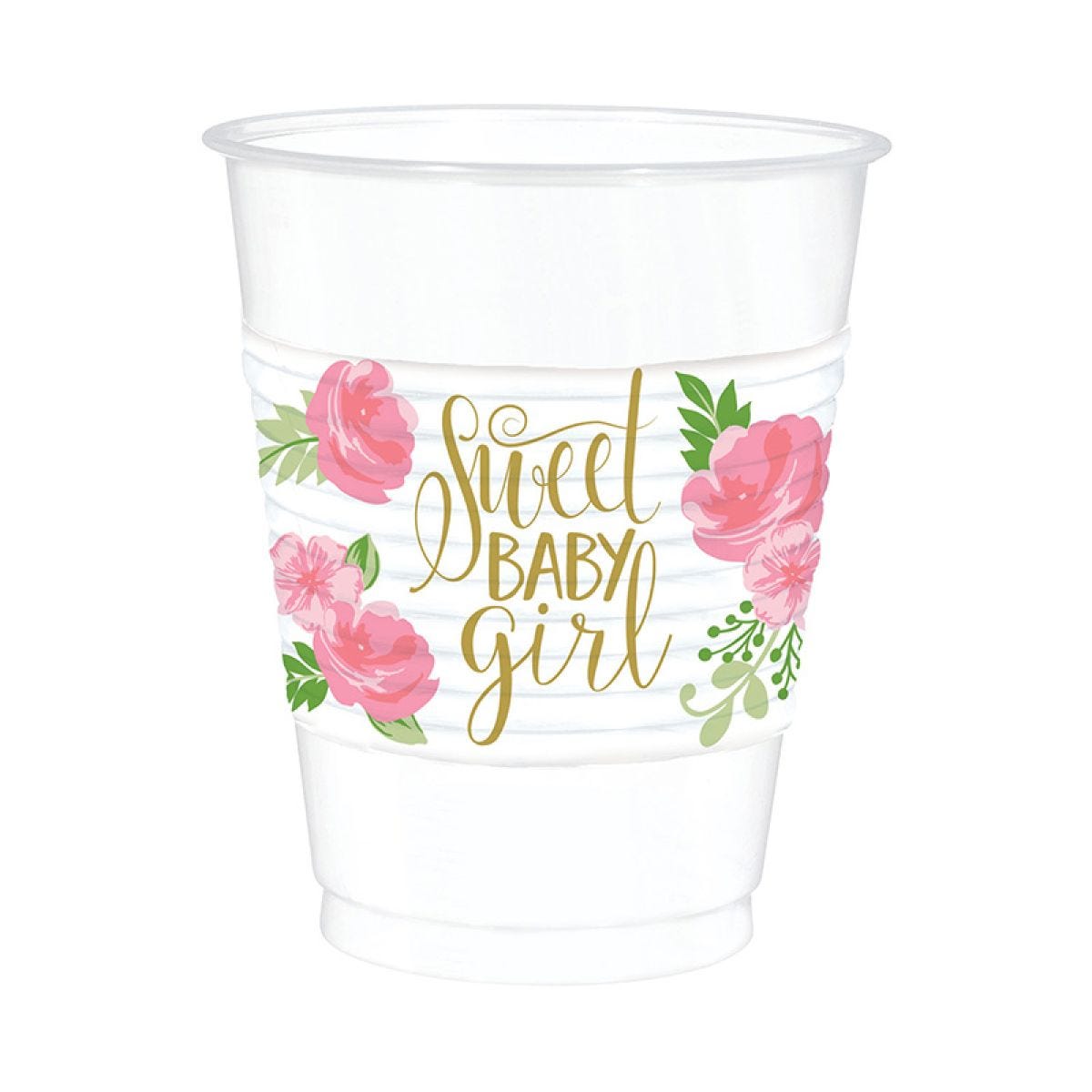 Floral Baby Plastic Cups - 473ml (25pk)