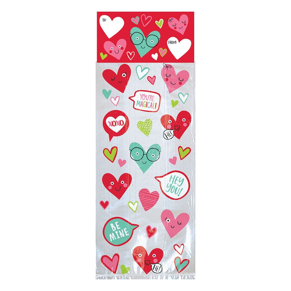 Heart Face Plastic Party Bags (20pk)