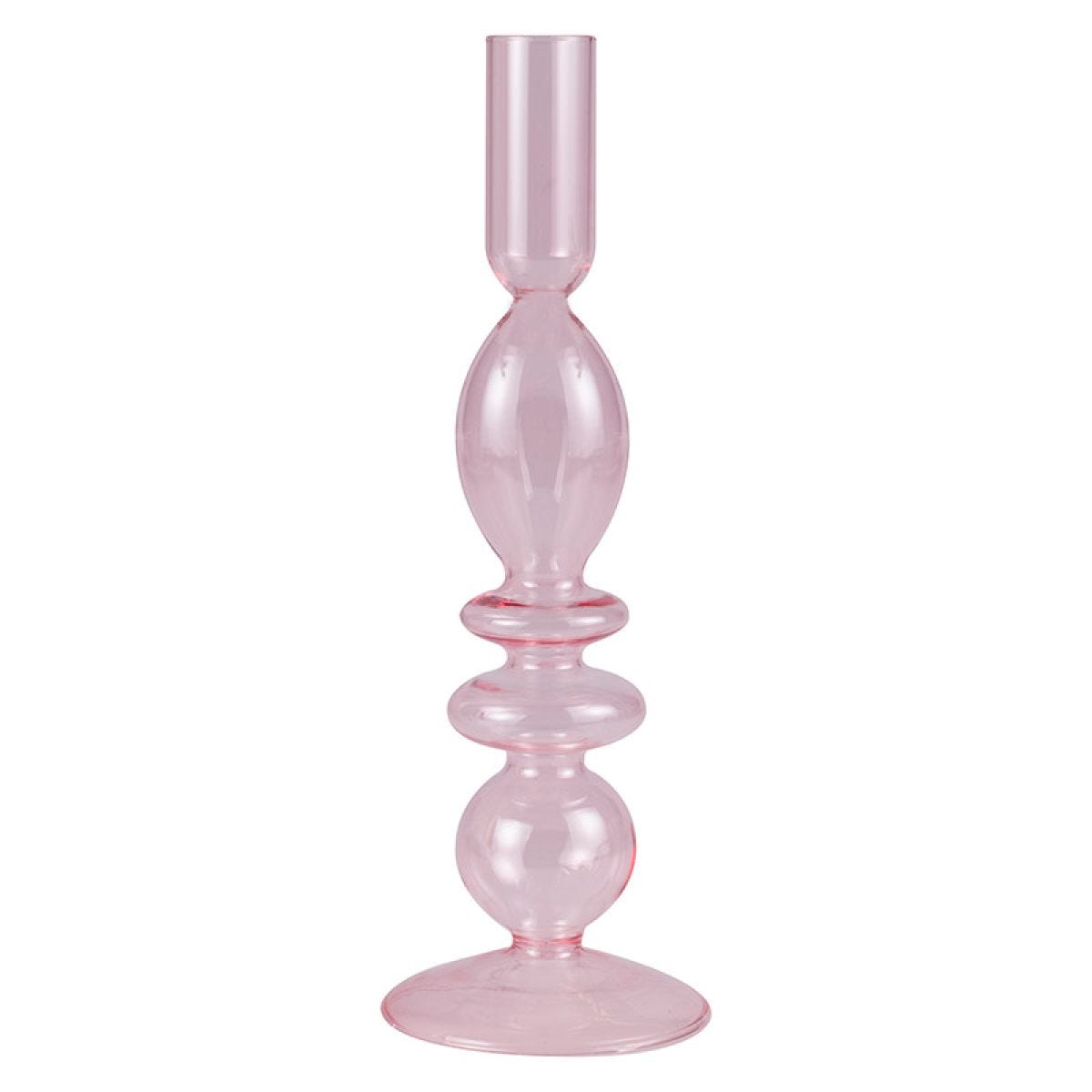 Pink Glass Candle Holder