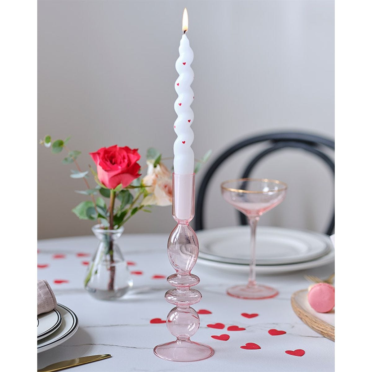 Pink Glass Candle Holder