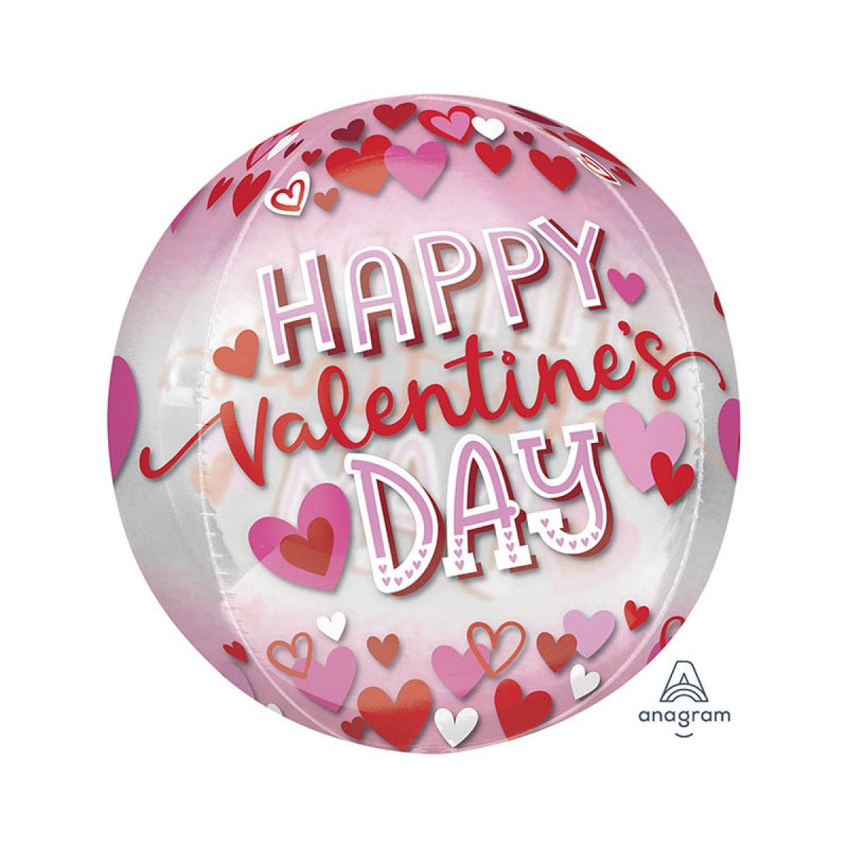 Happy Valentine&apos;s Day Hearts Orbz Balloon - 16"