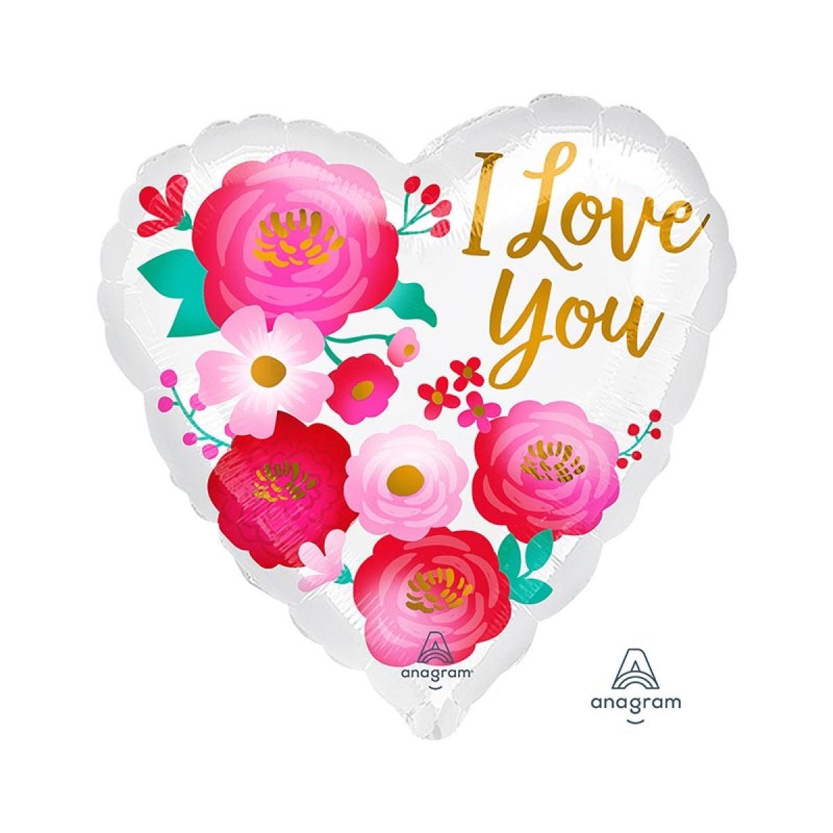 I Love You Ombre Flowers Balloon - 18" Foil