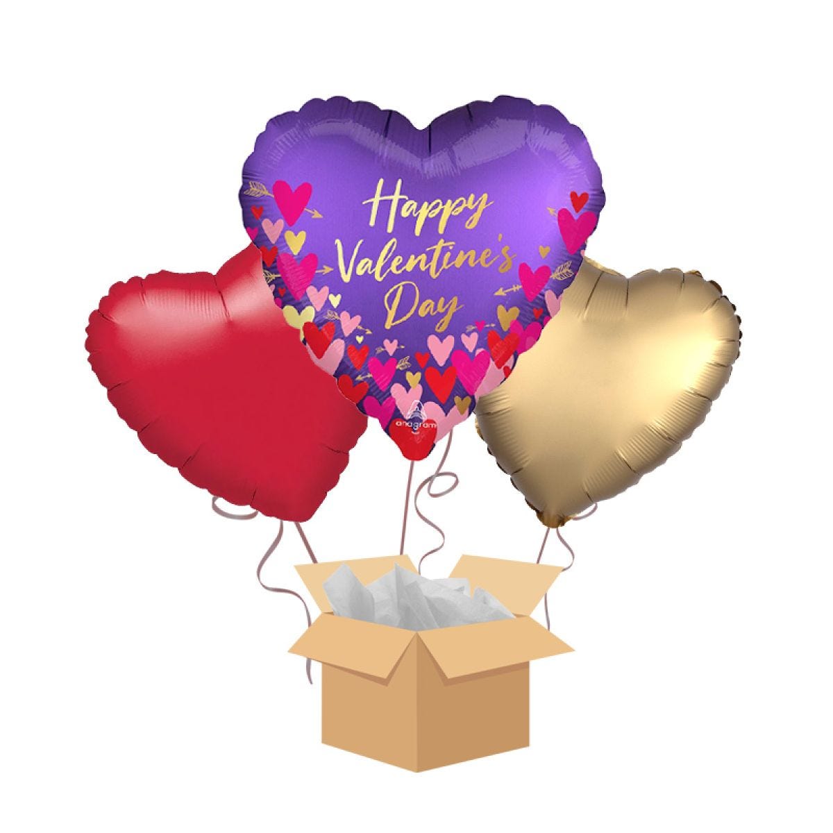 Happy Valentine&apos;s Day Hearts & Arrows Balloon Bouquet - Delivered Inflated