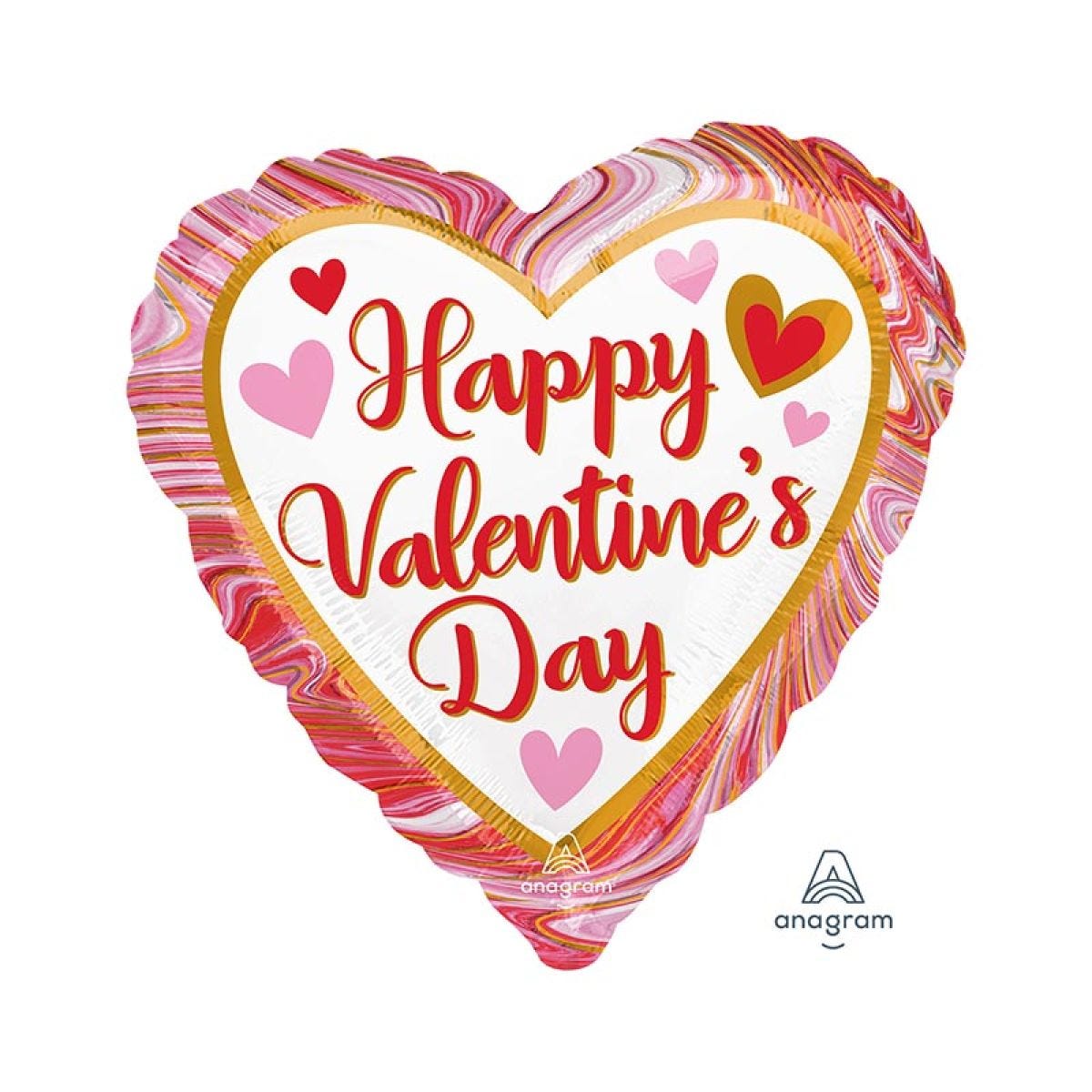 Happy Valentine&apos;s Day Marbled Balloon - 18" Foil