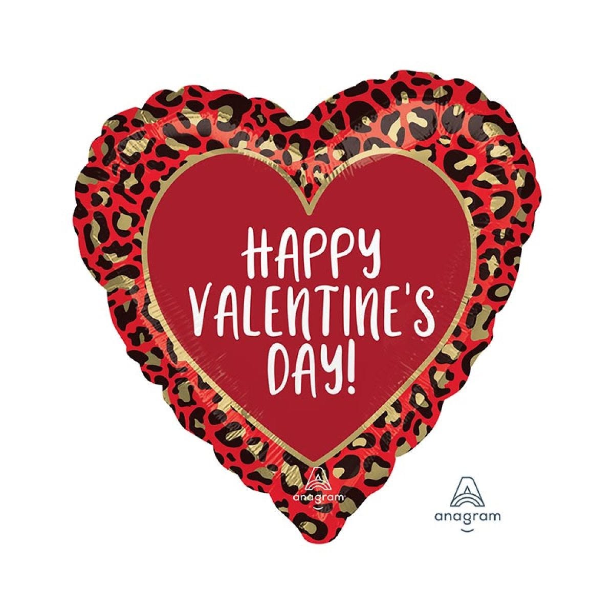 Happy Valentine&apos;s Day Animal Print Balloon - 18" Foil