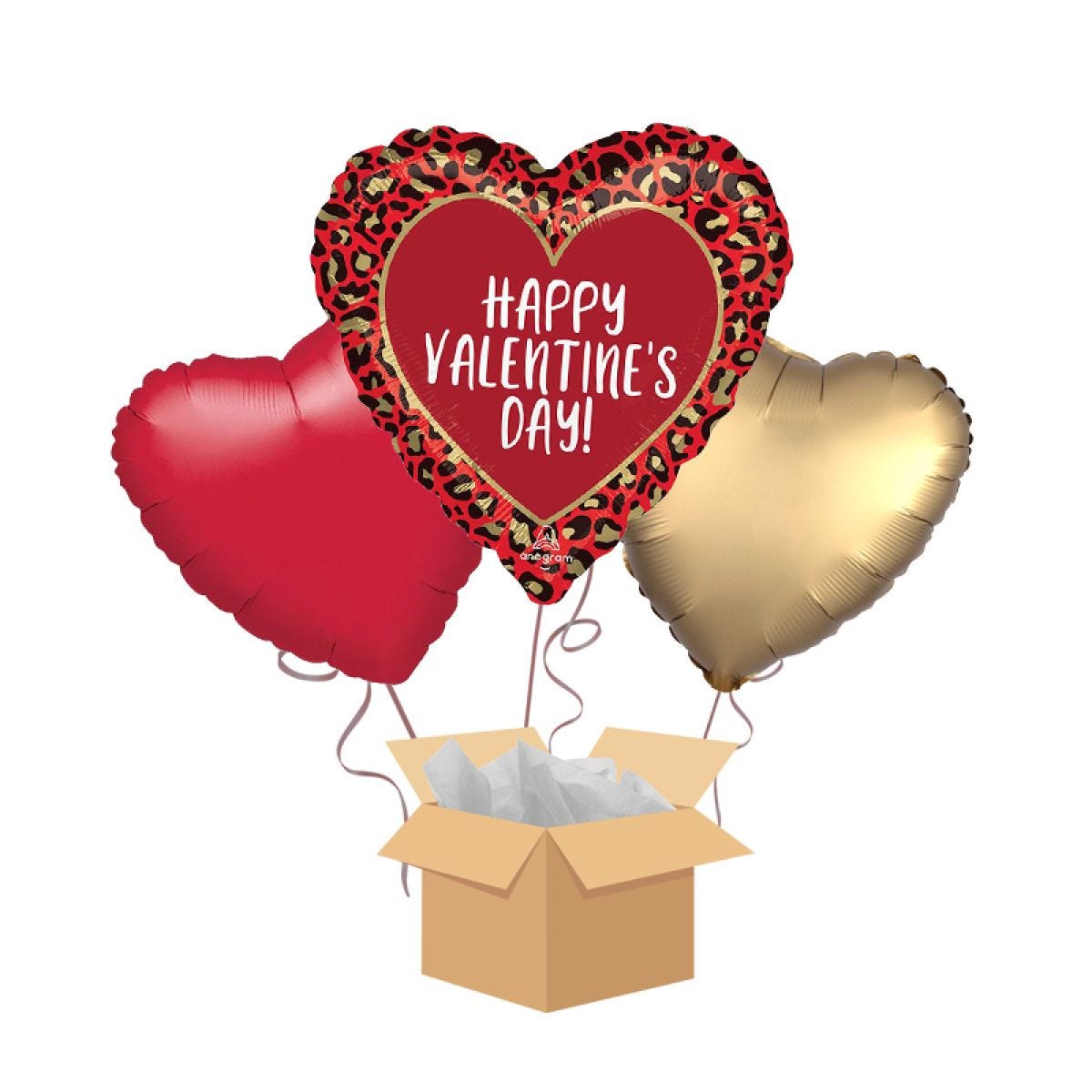Happy Valentine&apos;s Day Animal Print Balloon Bouquet - Delivered Inflated