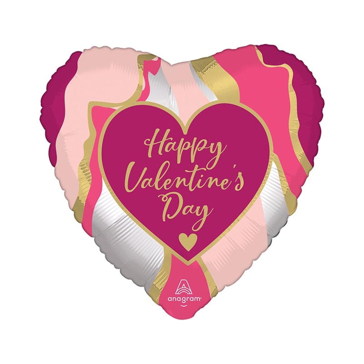 Marble Abstract Happy Valentines Day Balloon - 18" Foil