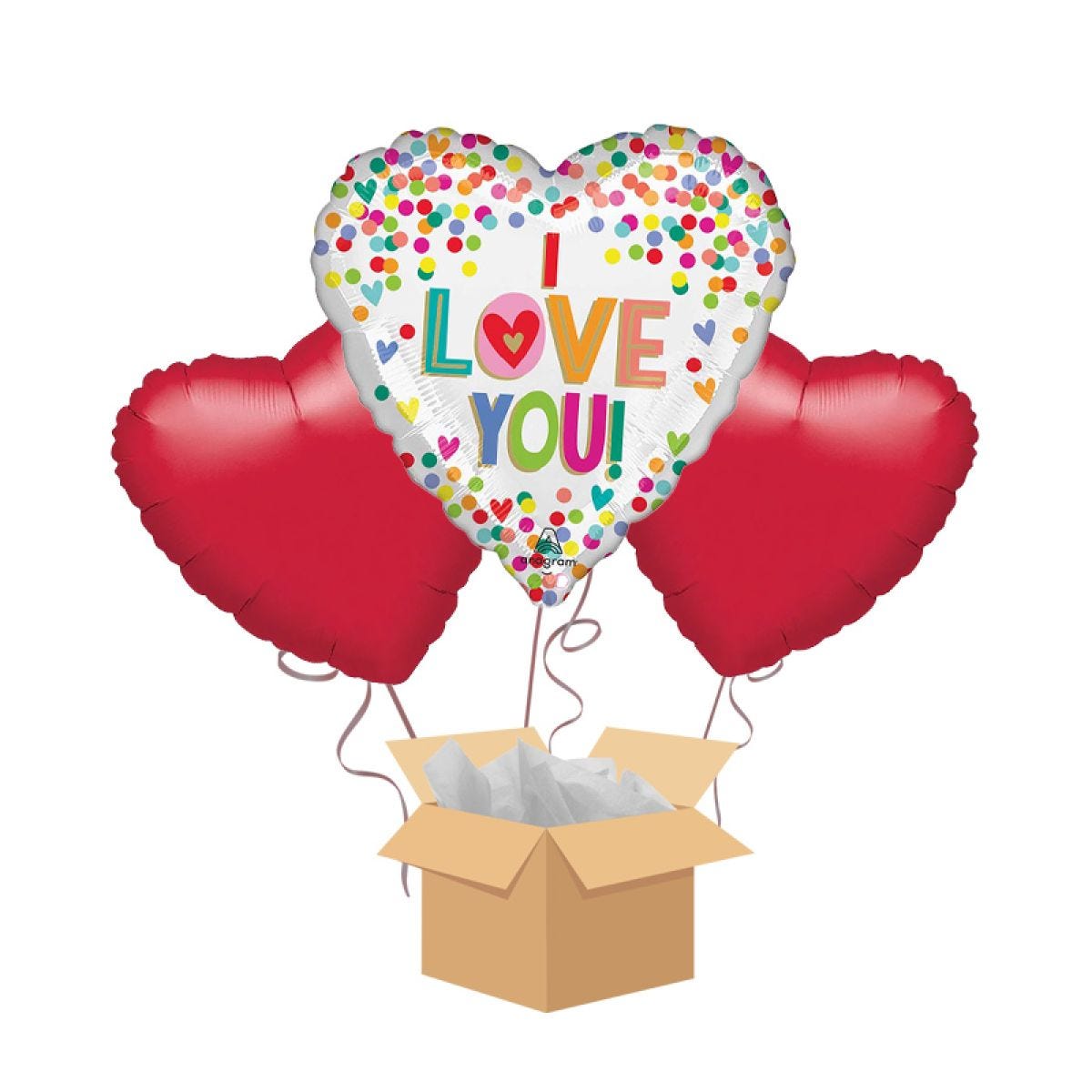 I love You Rainbow Dots Balloon Bouquet - Delivered Inflated