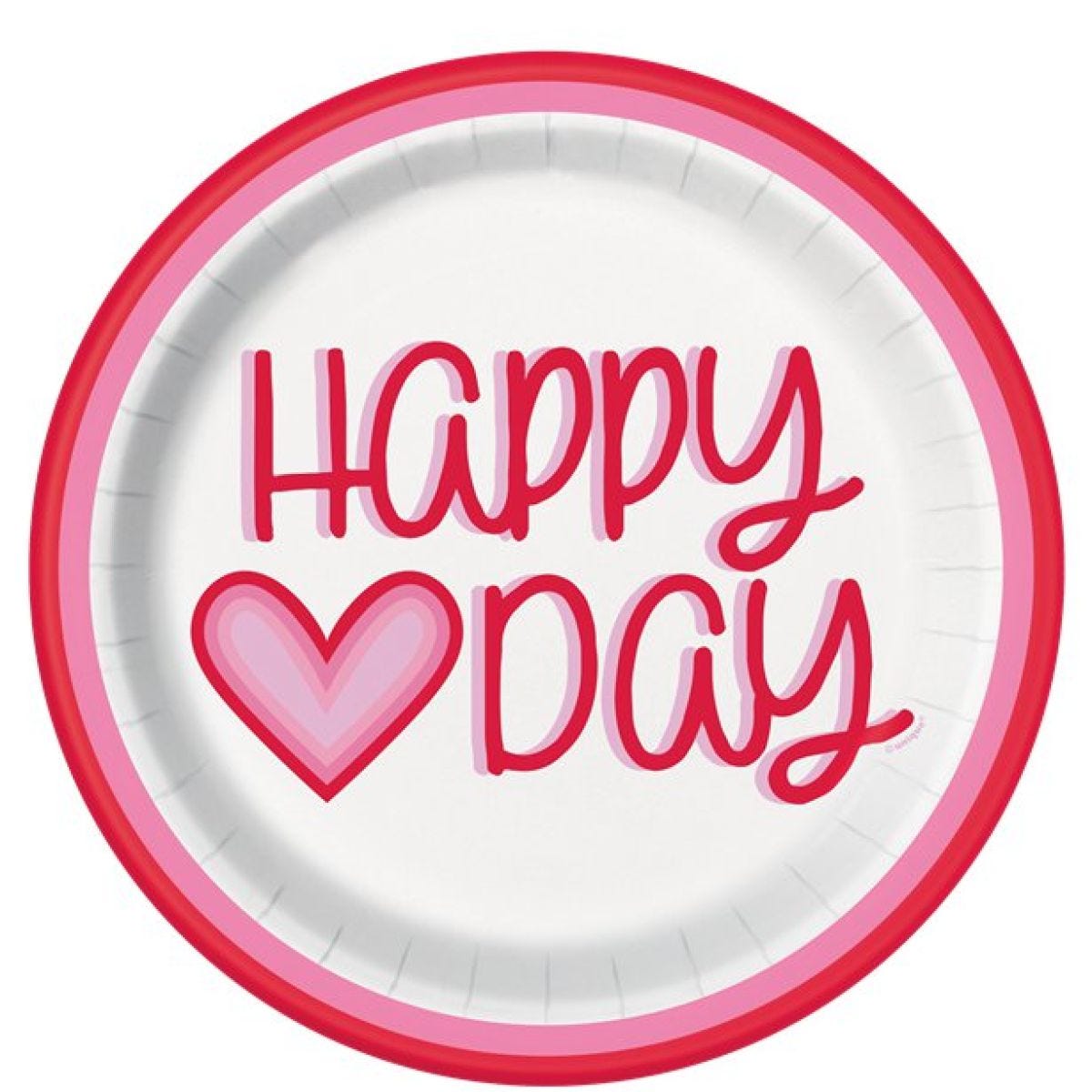 Retro Hearts Paper Plate - 23cm (8pk)