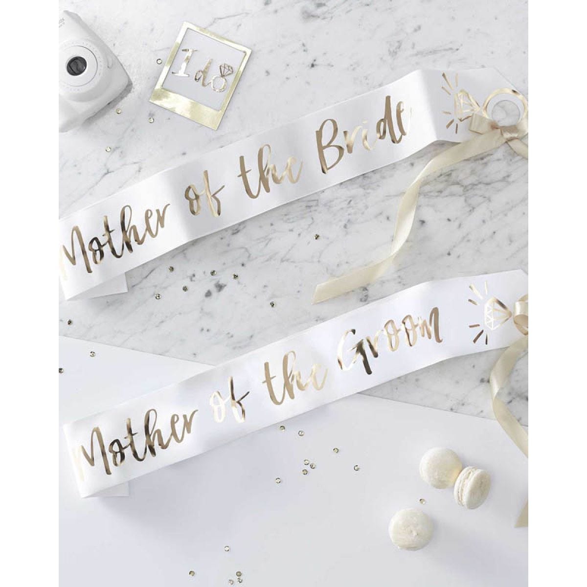 Gold Mother of the Bride and Groom Paper Sashes (2pk)