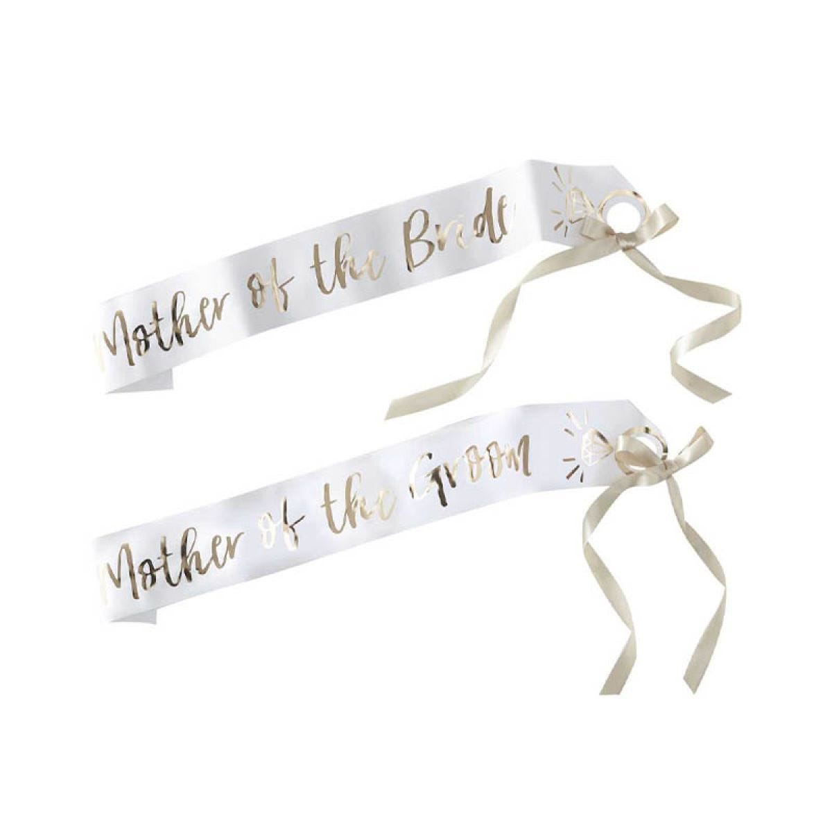 Gold Mother of the Bride and Groom Paper Sashes (2pk)