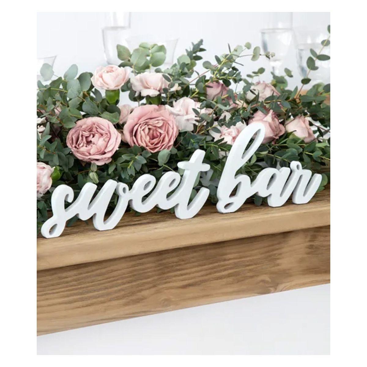 White Wooden Sweet Bar Sign - 37cm x 10cm