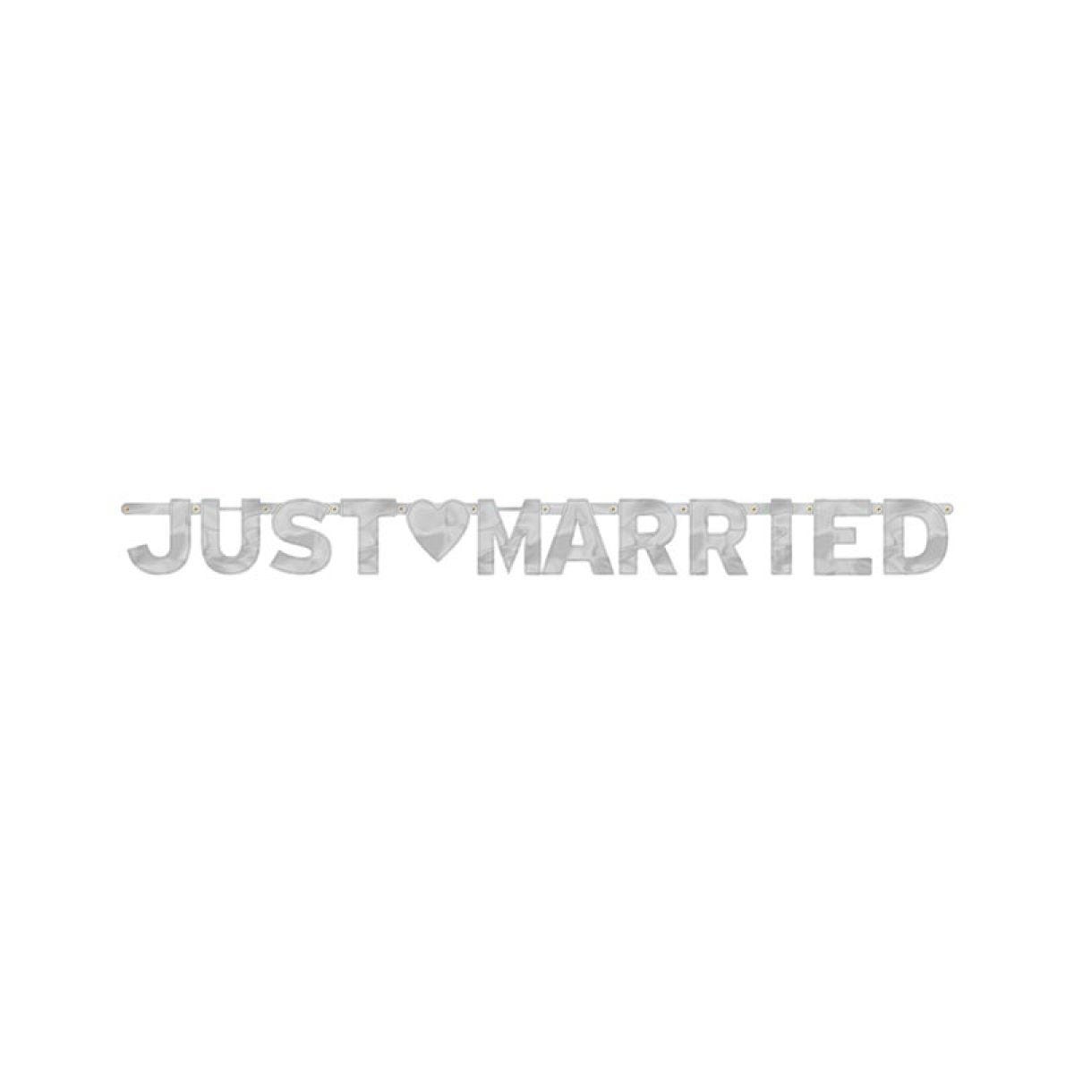 Silver Foil Just Married Letter Banner - 1.6m