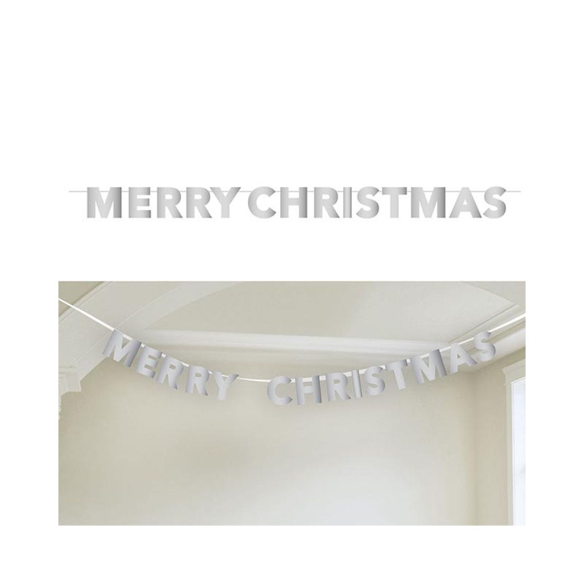 Silver Foil Merry Christmas Banner - 2.8m