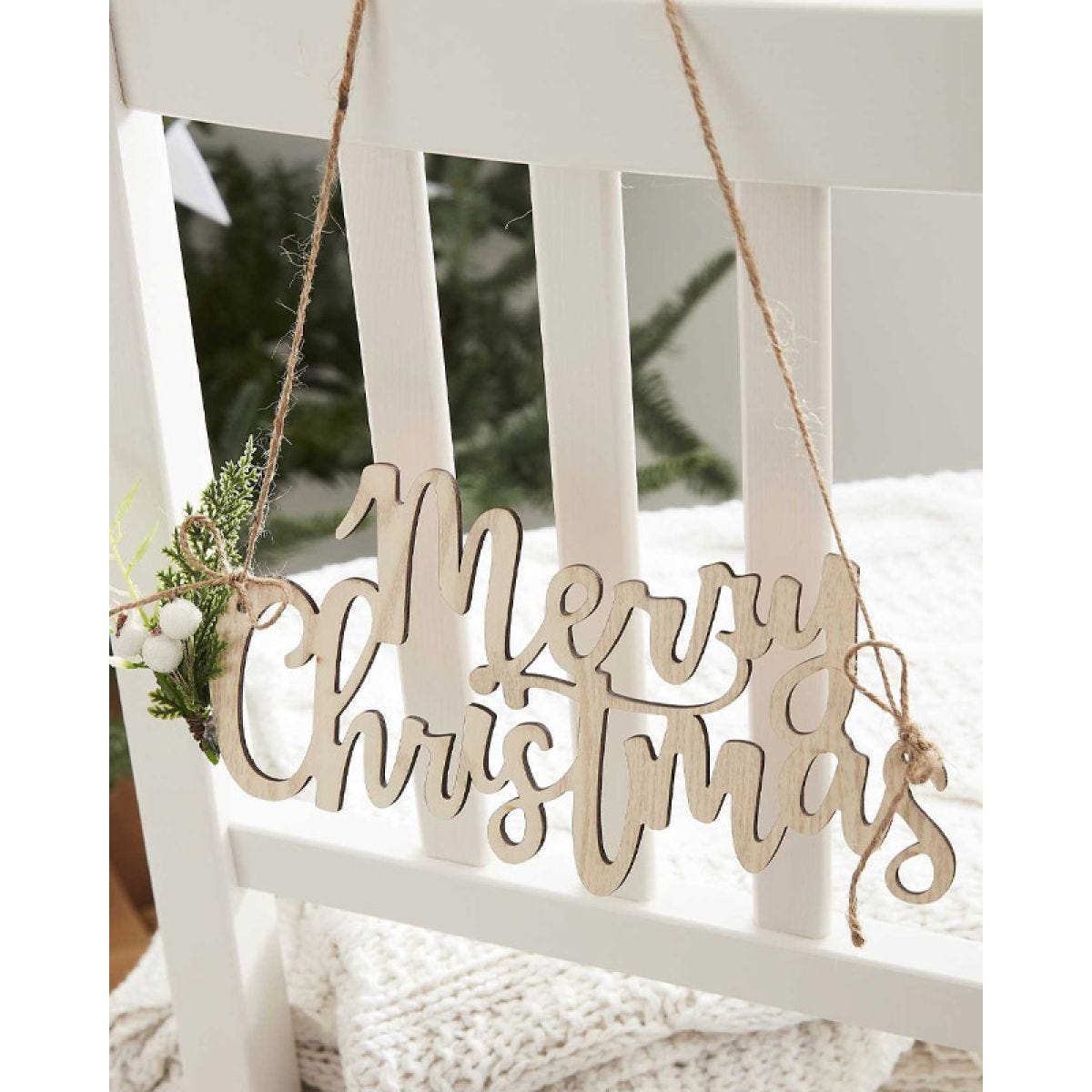 Wooden Merry Christmas Chair Signs - 27cm