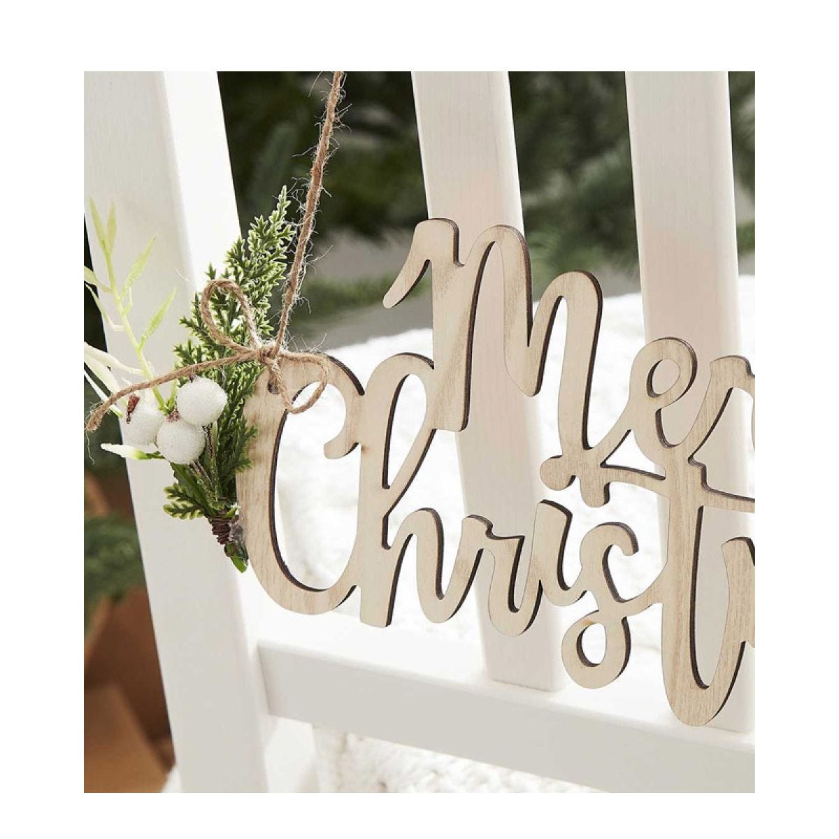 Wooden Merry Christmas Chair Signs - 27cm