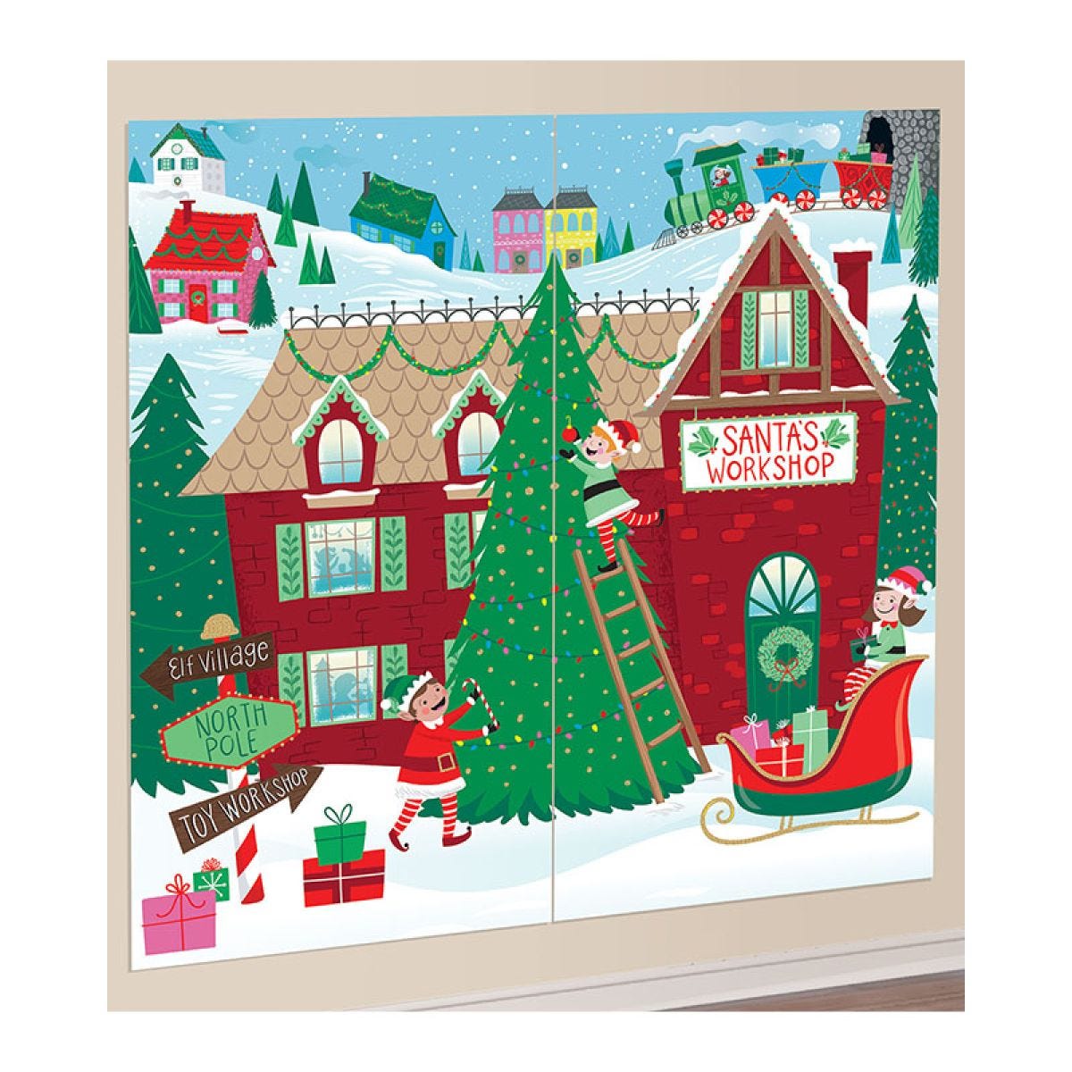 Santa&apos;s Workshop Scene Setter - 1.65m x 1.65m