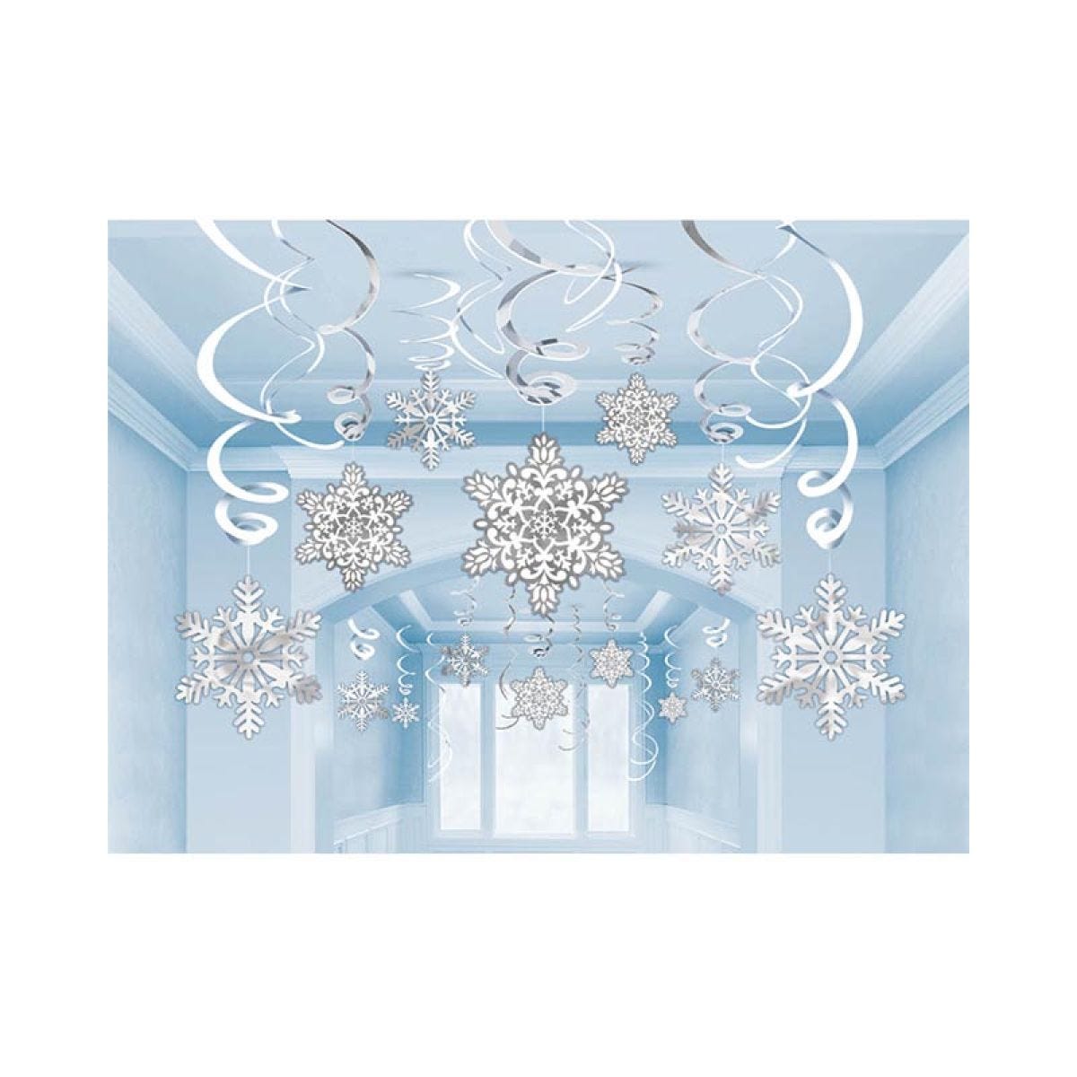 Snowflakes Paper Foil Swirls Decorations (30pk)