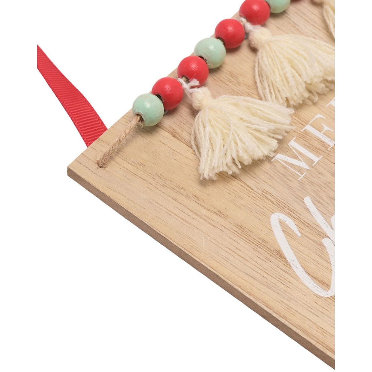 Merry Christmas Wooden Hanging Plaque - 29cm