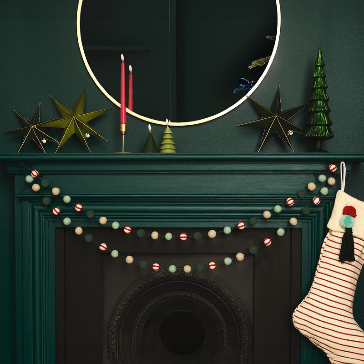 Felt Garland - Green and Red Candy Cane