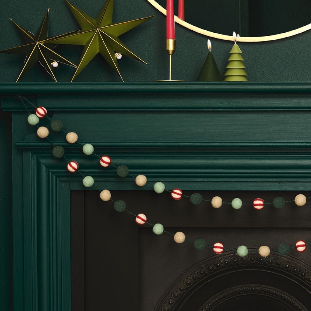 Felt Garland - Green and Red Candy Cane
