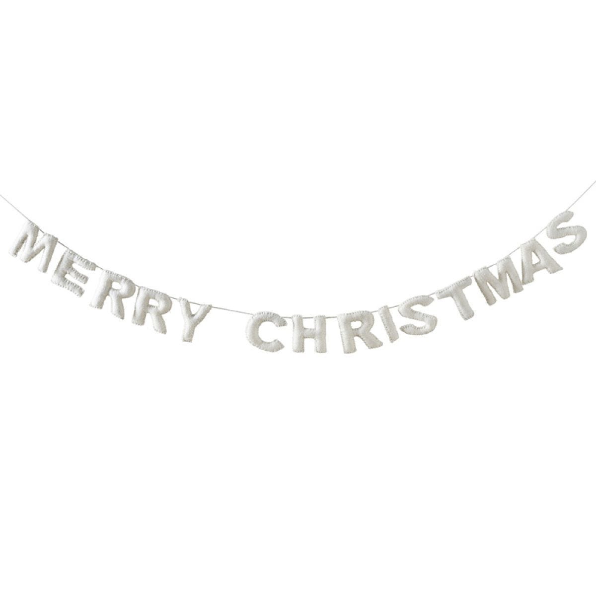 Felt Bunting - Merry Christmas - White