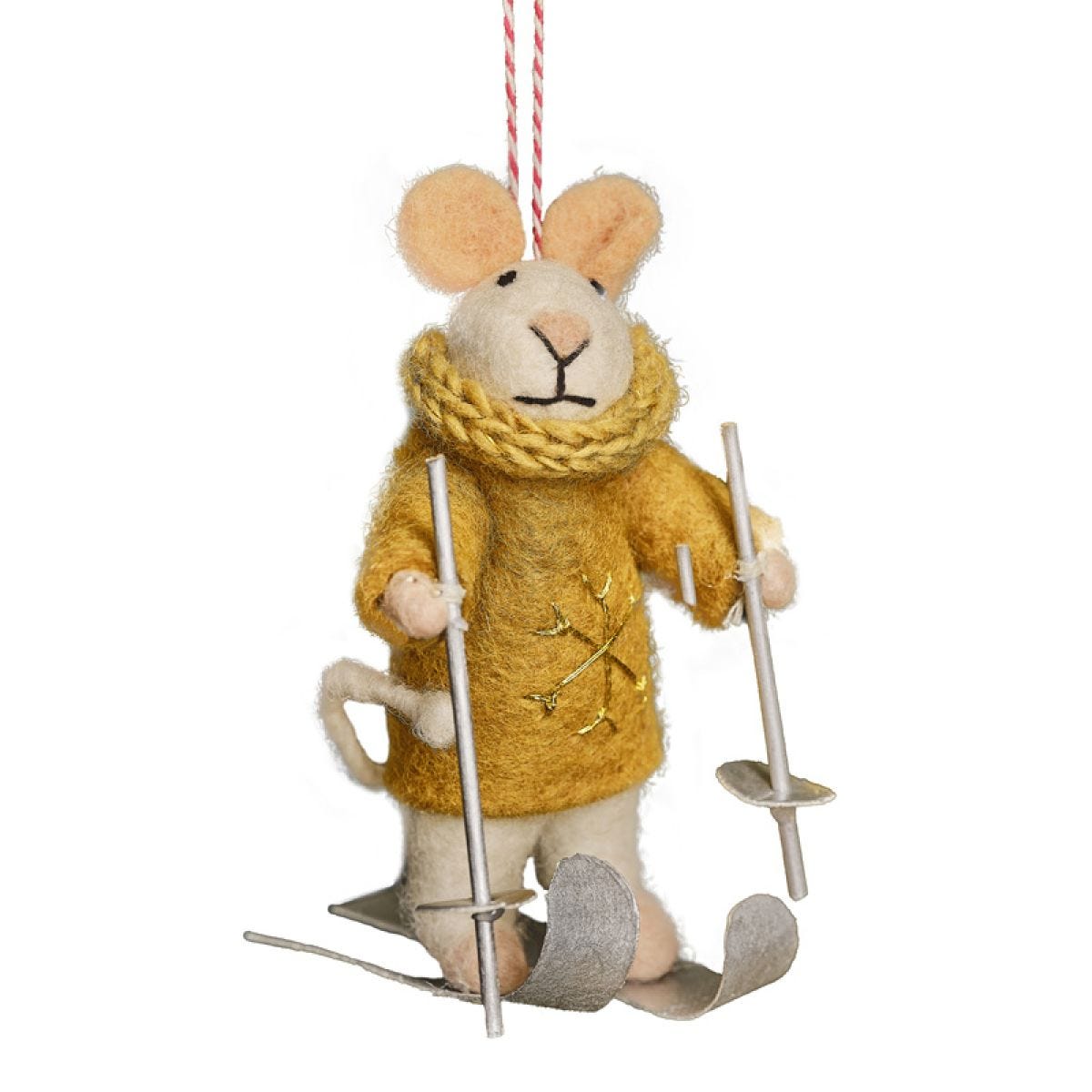 Tree Decorations - Felt Skiing Mouse
