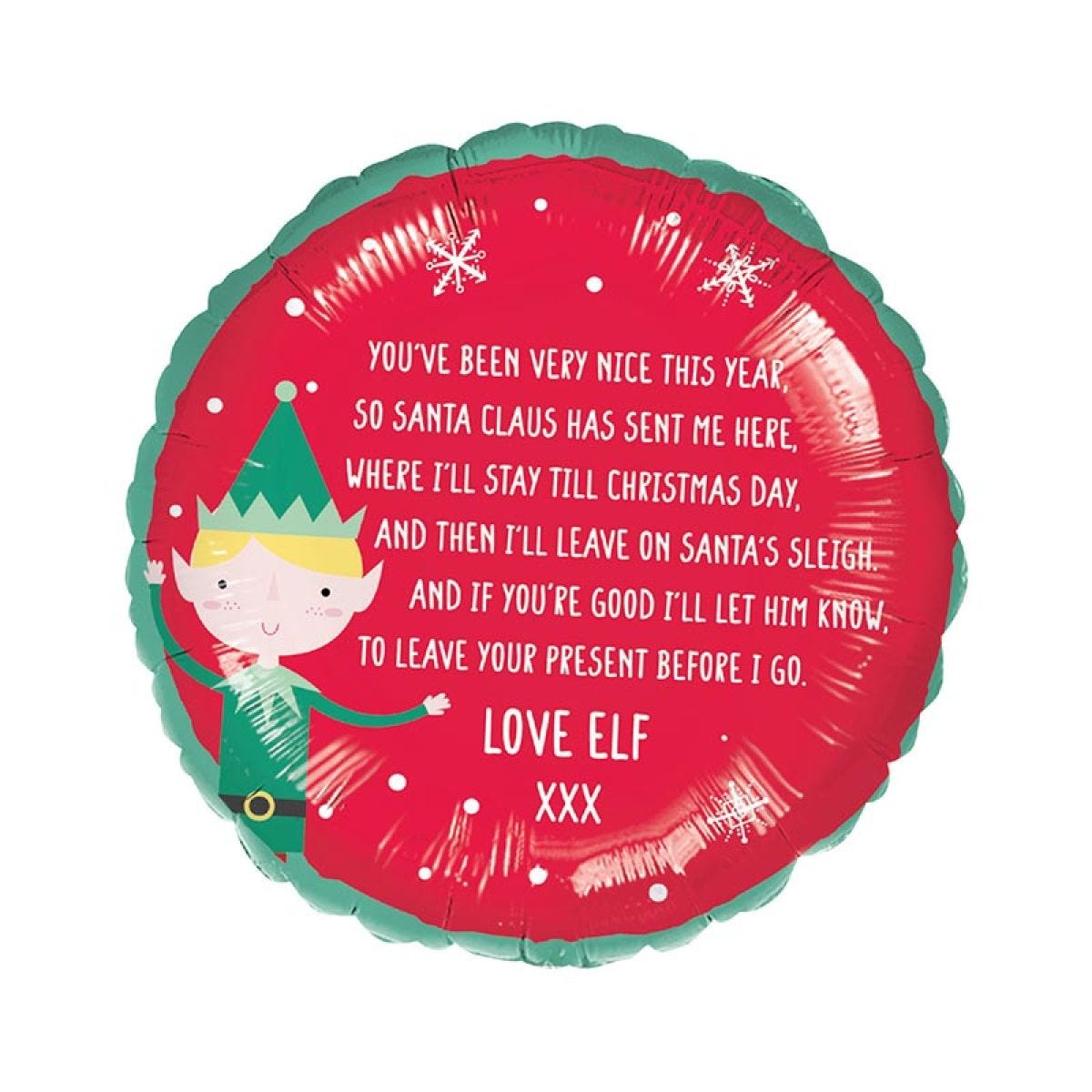 Personalisable Write On Elf Arrival Balloon - 18" Foil