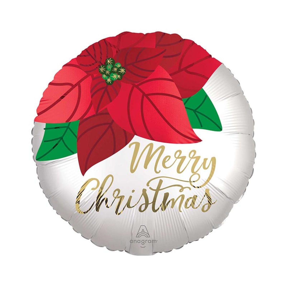 Christmas Poinsettia Balloon - 18" Foil