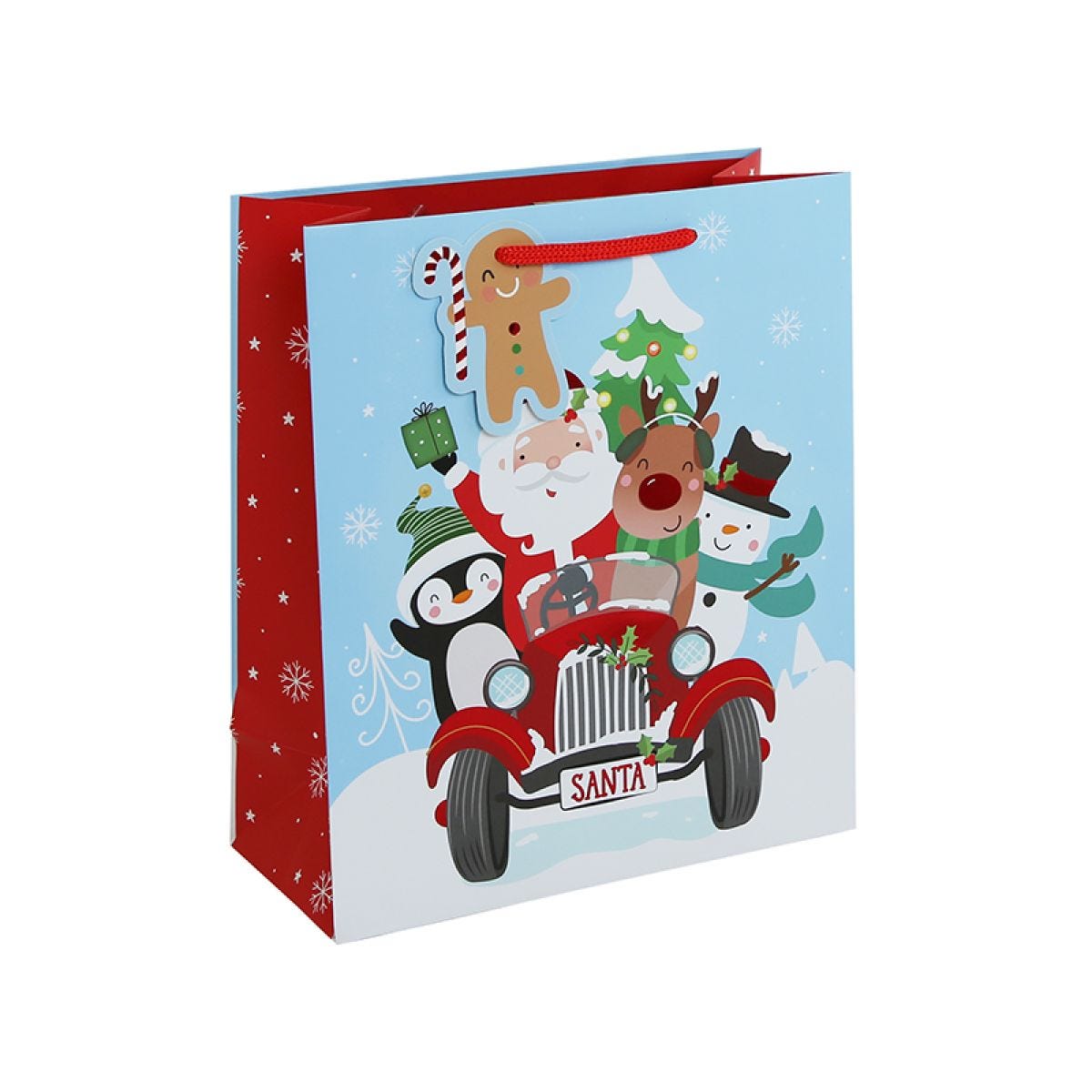 Cute Santa Car Medium Gift Bag - 25.5cm x 21.5cm
