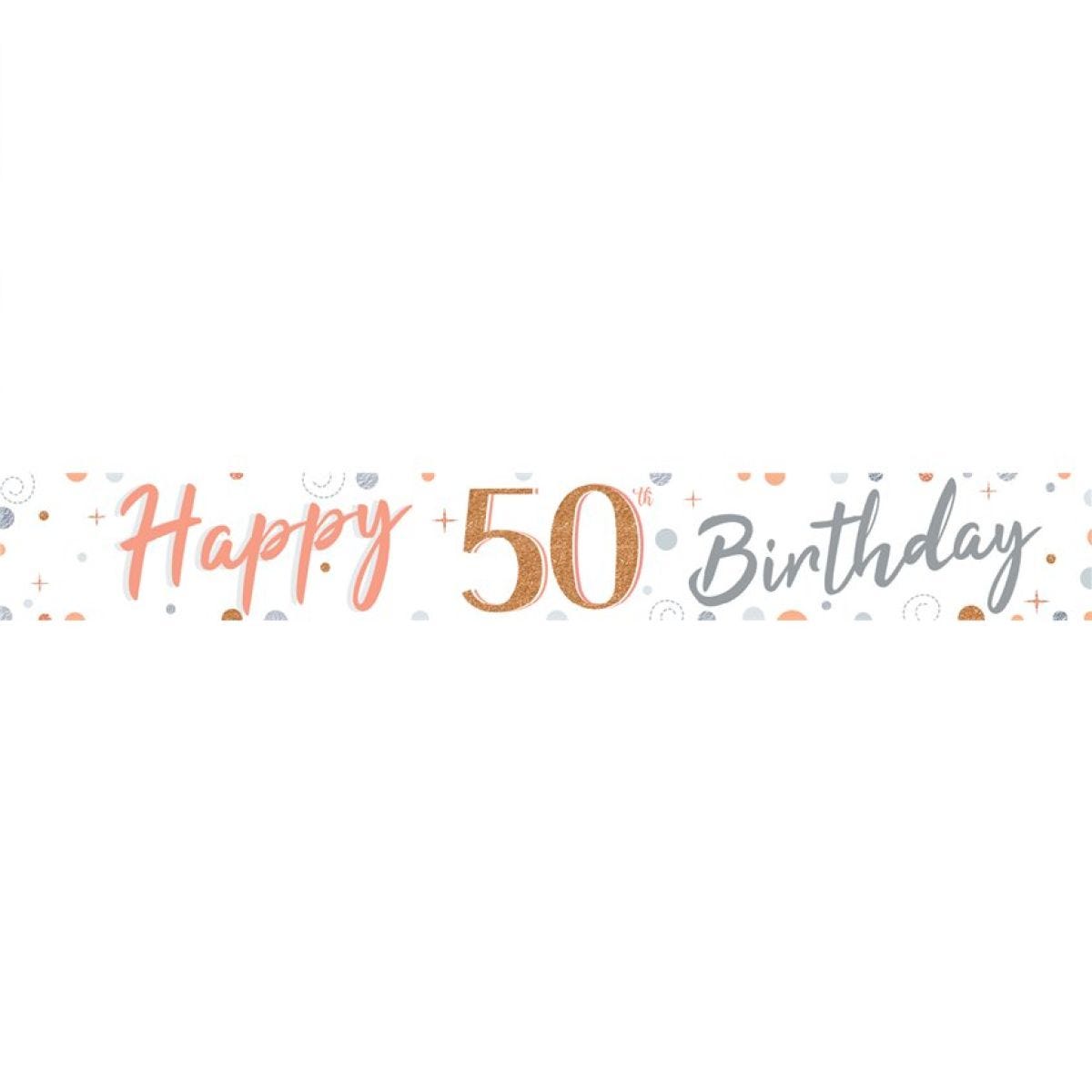 50th Sparkling Fizz Paper Banners - 1m