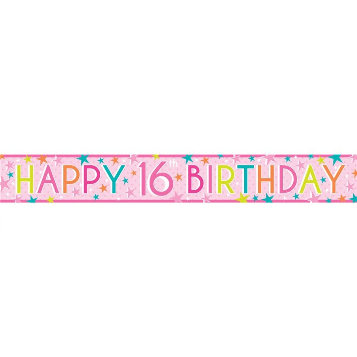 Girls 16th Birthday Paper Banners - 1m
