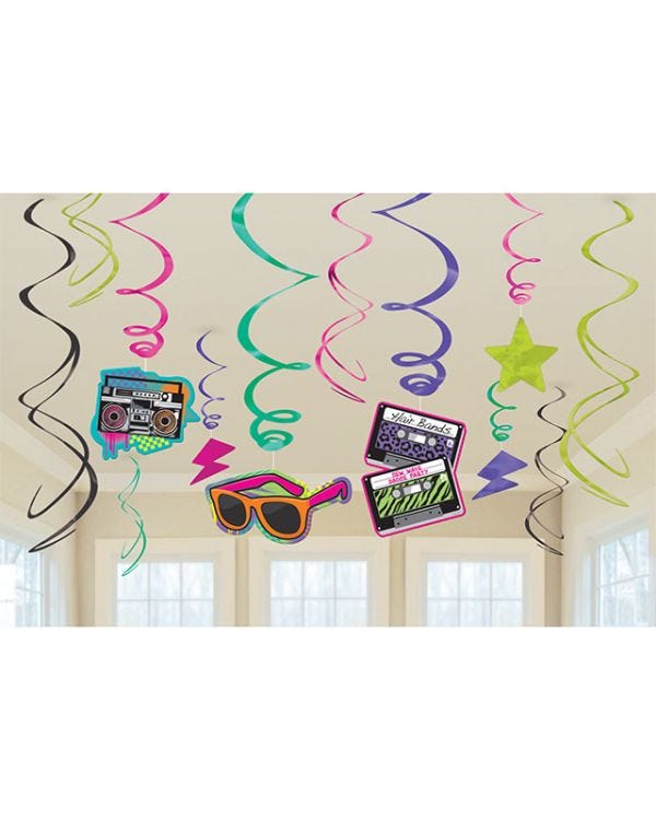 Totally 80s Hanging Swirls Decoration (12pk)