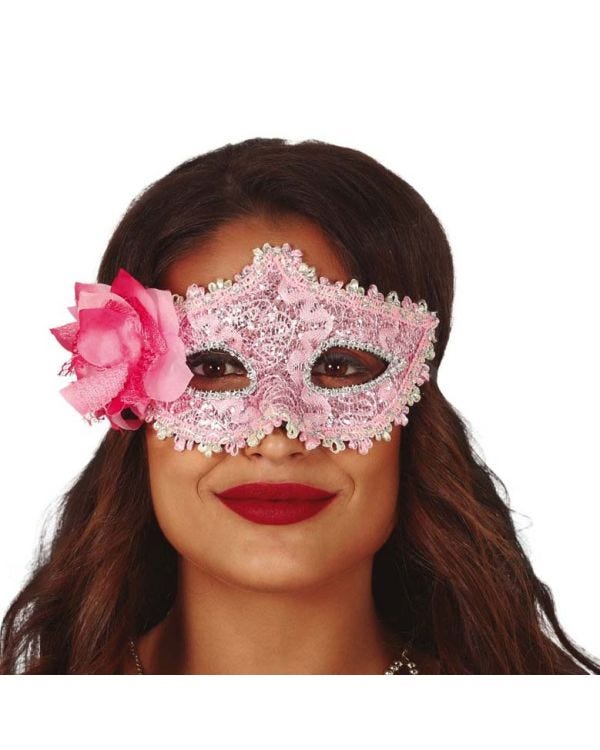 Pink Mask with Flowers