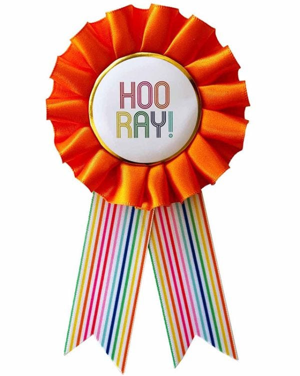 Hooray Ribbon Rosette Badge