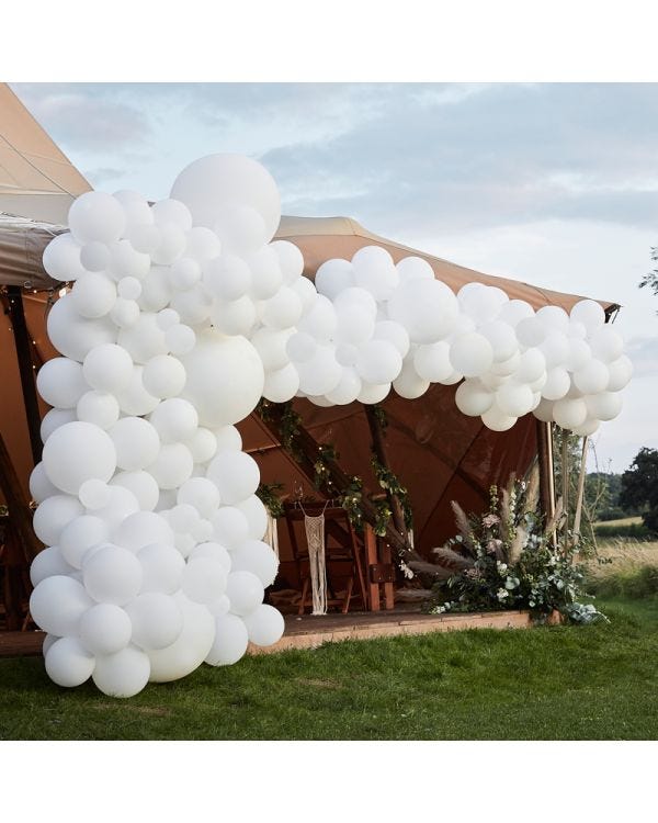 White Balloon Arch - 200 Balloons