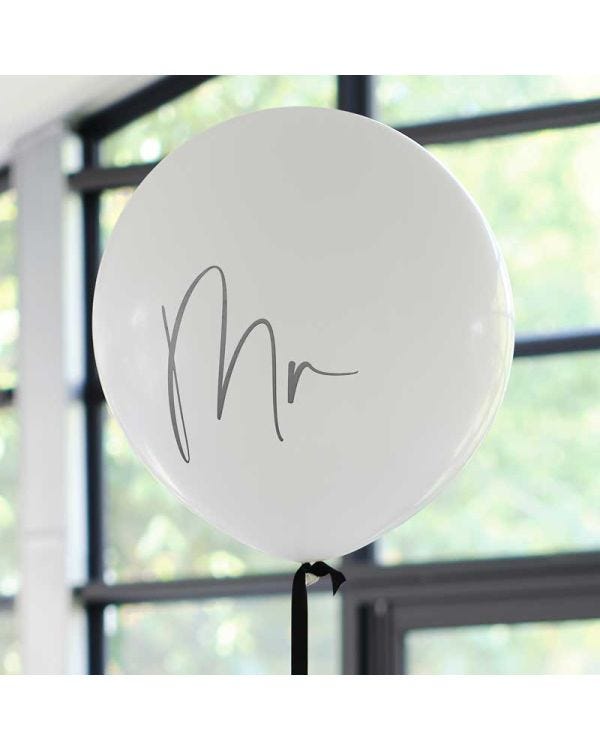 Black &amp; White Mr Balloon - 36&quot; Latex