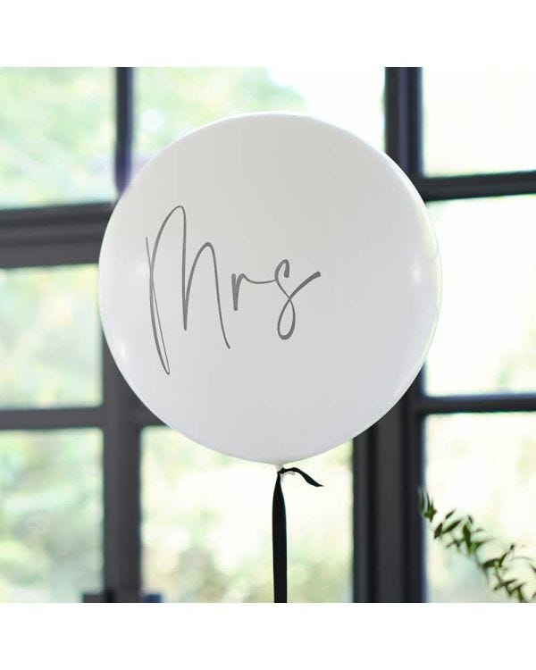 Black &amp; White Mrs Balloon - 36&quot; Latex