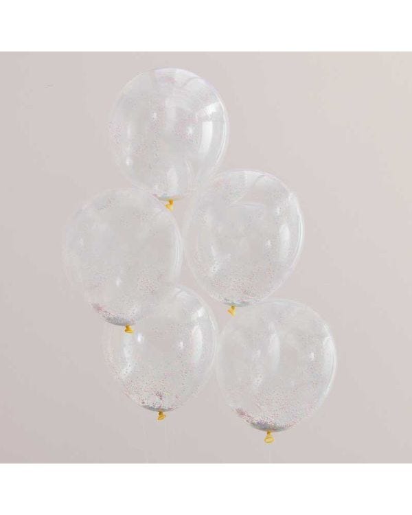Pastel Assorted Bead Confetti Balloons - 12&quot; Latex (5pk)